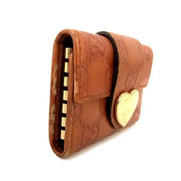 GUCCI Ssima GG Logo Leather 6 Rings Key Case Orange/7BH1627